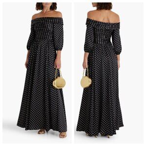 MIKAEL AGHAL Off-the-shoulder Polka Dot Silk-satin Maxi Dress